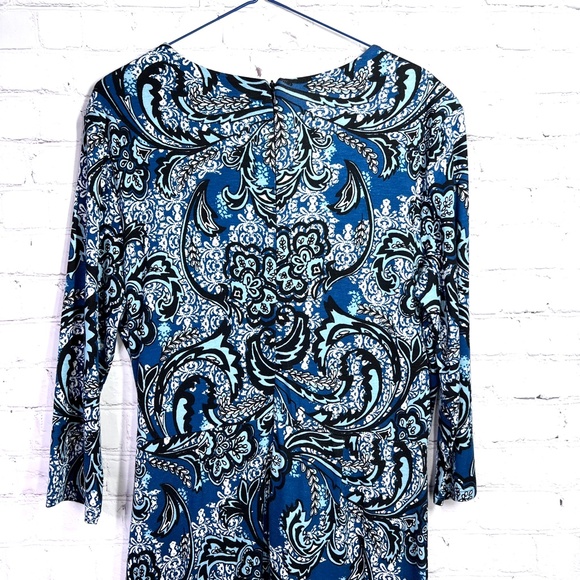🚫SOLD! 🔥CCO SALE! •NWT🤩 |•CATO•| V-neck Draped Tie Waist Print 3/4 Dress - Picture 7 of 15